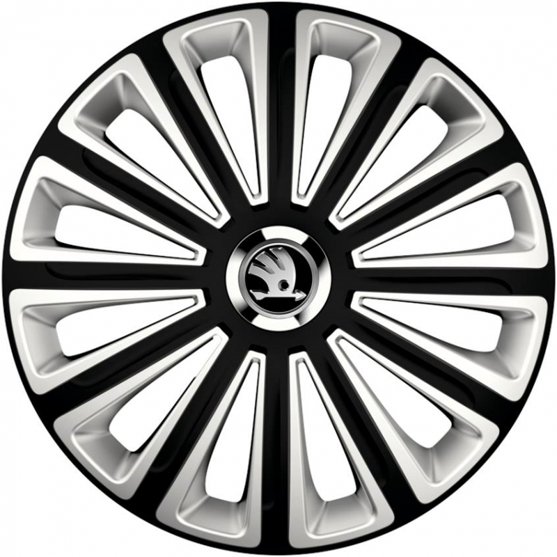 PUKLICE PRE ŠKODA 15" TREND black/silver 4ks